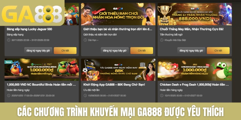 Các chương trình khuyến mại GA888 được yêu thích