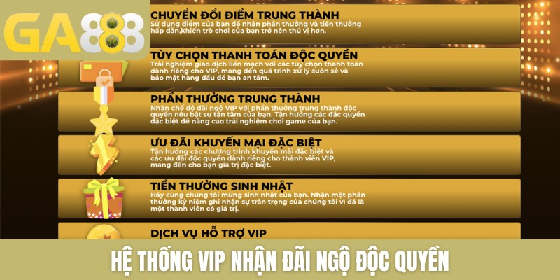 Hệ thống VIP nhận đãi ngộ độc quyền